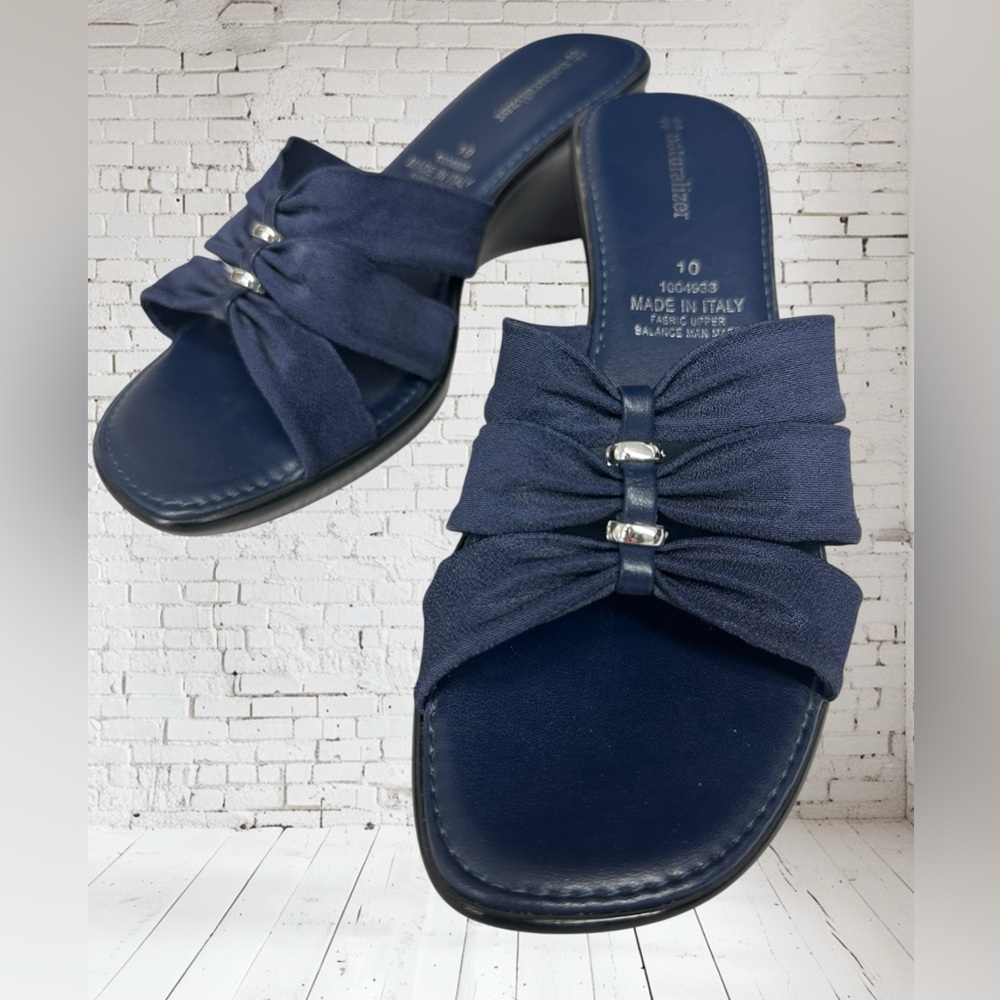 Naturalizer Denim Blue Wedge Sandals with Silver detail